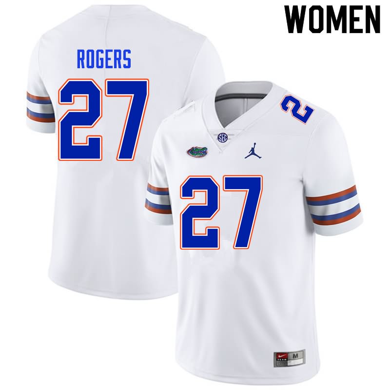 Women's NCAA Florida Gators Jahari Rogers #27 Stitched Authentic Nike White College Football Jersey ZKH8265AB